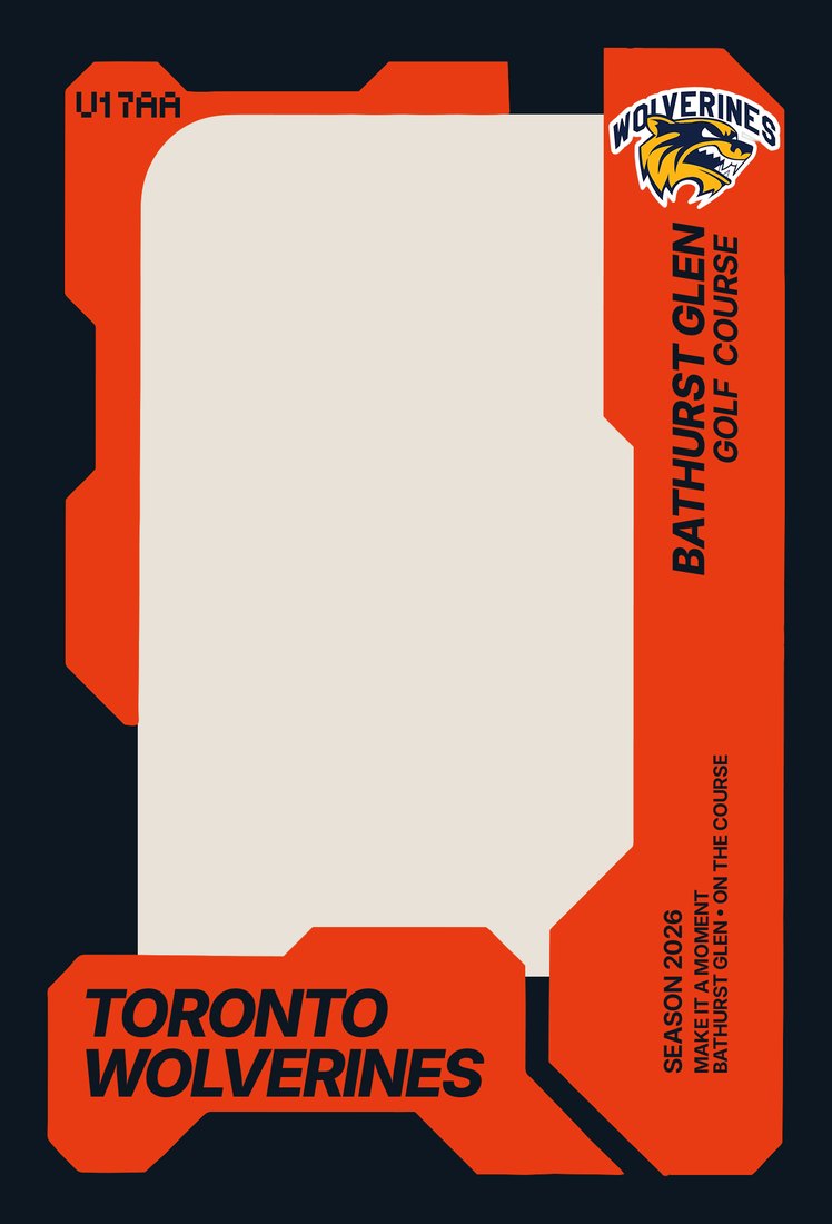 Orange and grey 4x6 print design, made by Akari for the Toronto Wolverines at Bathurst Glen Golf Course